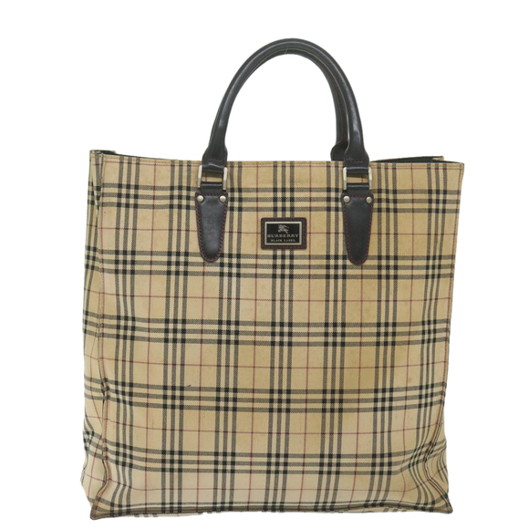 BURBERRY Nova Check Black label Hand Bag Canvas Beige Auth bs11104 - Picture 13 of 16